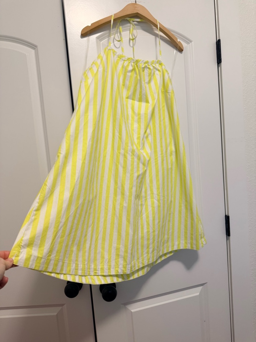 a new day Bright Yellow and White Striped sun dress